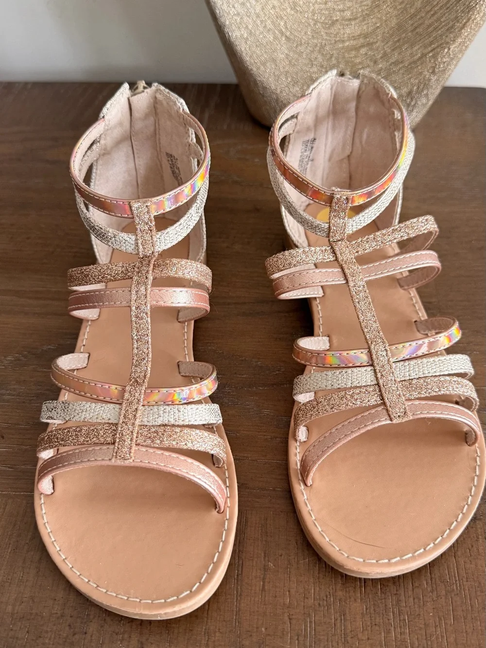Kid’s Rose Gold Strappy Gladiator Sandals